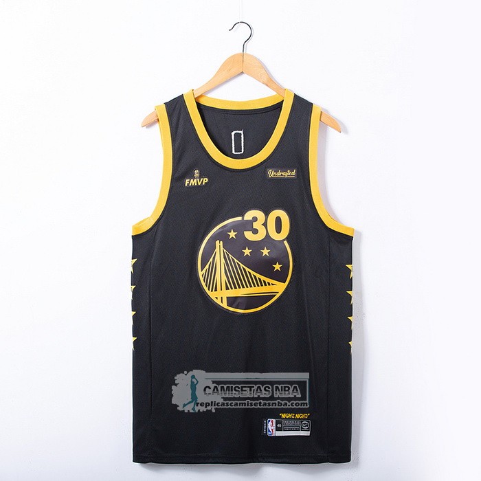 Camiseta Golden State Warriors Stephen Curry NO 30 FMVP 2022 Negro